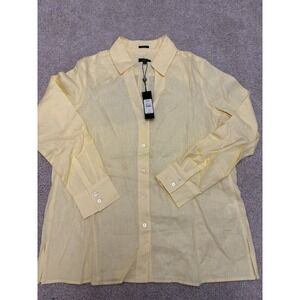 Talbots Light Yellow Button-Down Linen Blend Shirt